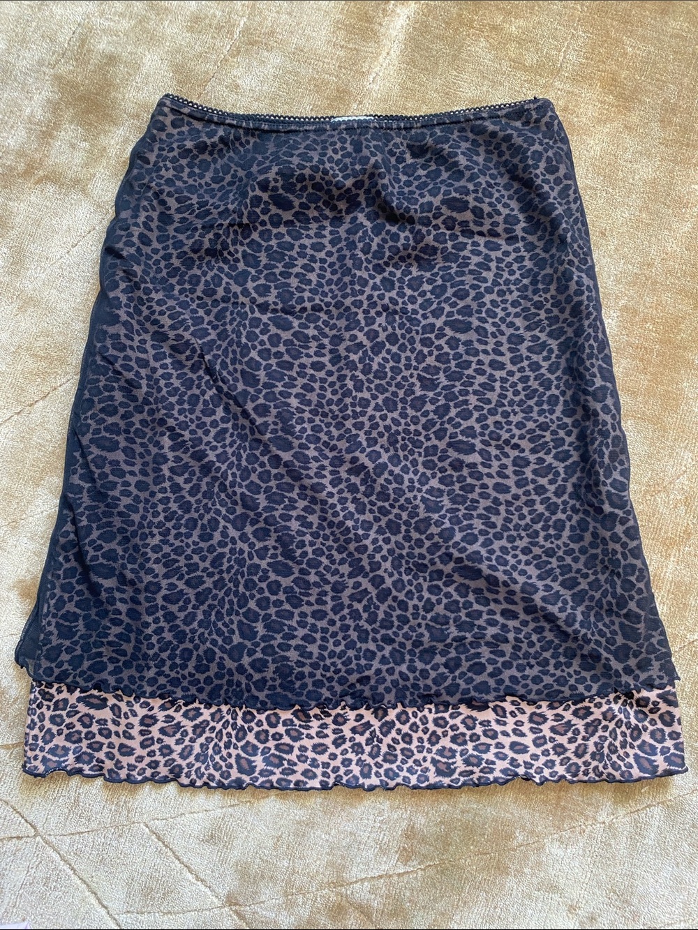 90s style Leopard mesh Slip midi Skirt